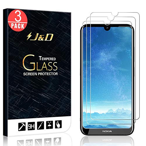 J&D Compatible for 3-Pack Nokia 2.2 Glass Screen Protector, [Tempered Glass] [Not Full Coverage] HD Clear Ballistic Glass Screen Protector for Nokia 2.2 Screen Protector