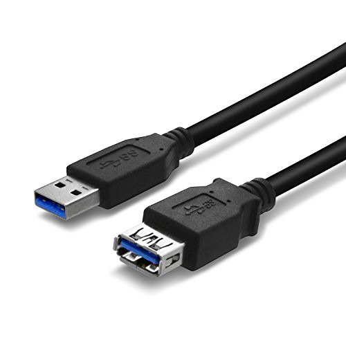 GearIT SuperSpeed USB 3.0 Type A Male to Female Extension Passive Cable, Black, 6 Feet