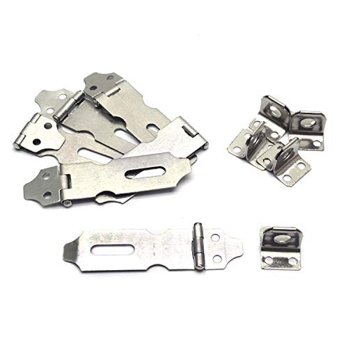 Hasp Latch Lock Karcy Hasp Padlock 2.2"x0.7" Stainless Steel Door Latch Lock Silver with Screws Set of 6