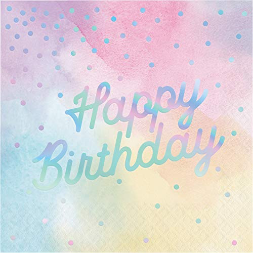 Creative Converting 336699, IRIDESCENT LUNCHEON NAPKIN, HAPPY BIRTHDAY, 0.055x12.75x12.875inc