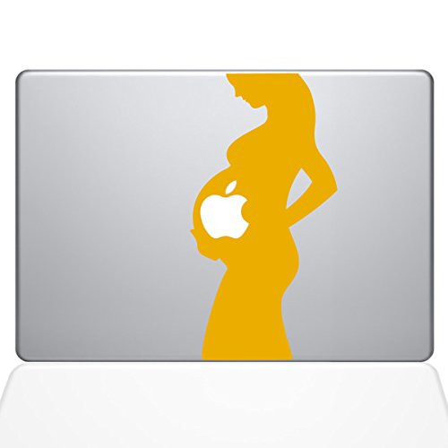 The Decal Guru Pregnancy MacBook Decal Vinyl Sticker - 11" MacBook Air - Yellow (1281-MAC-11A-SY)