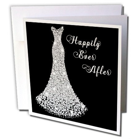 3dRose Image of Sparkle White Wedding Gown with Happily Ever After Text - Greeting Card, 6" x 6", Single (gc_252876_5)