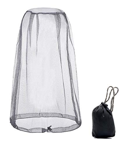 Unshackled Value Head Net Mosquito Face Mesh for Bugs and Insects, Bug Netting for Outdoor Protection, Insect Hat Shield Nets w/Black Bag (Grey)