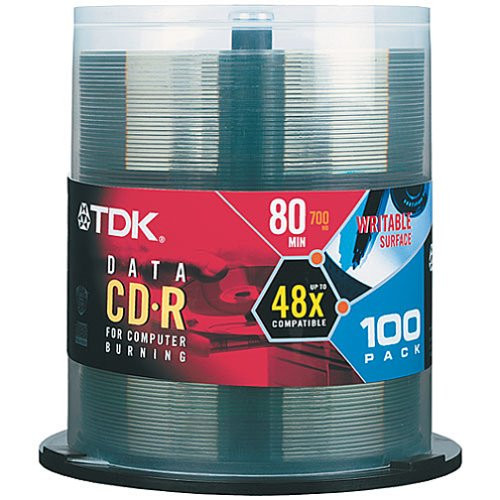 TDK 700 MB 80-Minute CD-R Spindle (100 Discs) (Discontinued by Manufacturer)