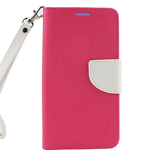 Eagle Cell Wallet Case for Samsung Galaxy J3 J320/J310 - Retail Packaging - White/Hot Pink