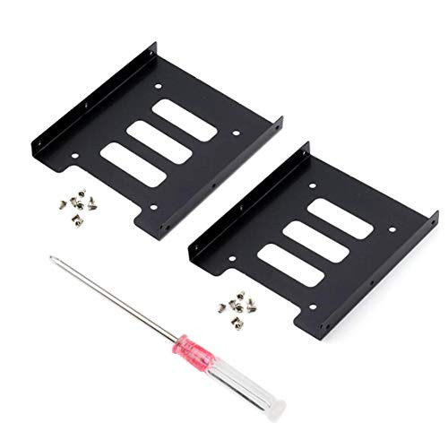 SSD Bracket 2.5 to 3.5 Adapter 2Pack, Hftywy SSD Mounting Bracket Kit 2.5 to 3.5 SSD HDD Hard Disk Drive Bays Holder Metal Mounting Bracket Adapter with Screws for PC SSD