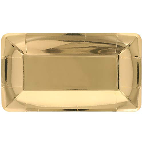Juvale Rectangular Paper Party Appetizer Plates, Gold Foil (24 Pack)