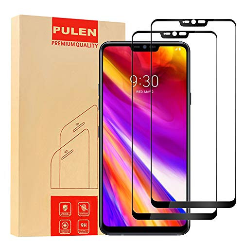 [2-Pack] PULEN for LG Q9/LG G7 Thinq/LG G7 One Screen Protector,HD Clear Full Coverage Anti-Scratch Bubble Free 9H Hardness Tempered Glass for LG Q9/LG G7 Thinq/LG G7 Fit (Black)