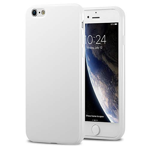 TENOC Phone Case Compatible for Apple iPhone 6S and iPhone 6 4.7 Inch, Slim Fit Cases Soft TPU Bumper Protective Cover, Glossy White