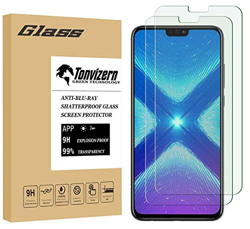[2-Pack] Tonvizern Compatible for Huawei Honor 8X Tempered Glass Screen Protector,0.26mm 9H Hardness Glass Screen Protector