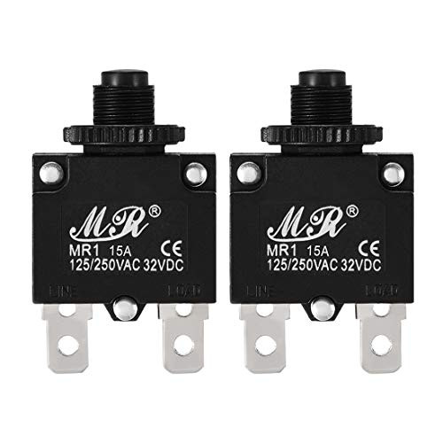uxcell 2Pcs Thermal Overload Protector AC 125/250V 15A Push Button Reset Circuit Breaker