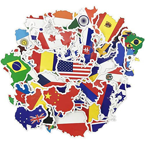 Flag Luggage Stickers 50Pcs Pack Laptop Waterproof Vinyl Water Bottle Computer Notebook Car Skateboard Motorcycle Bicycle Luggage Guitar Bike Decal