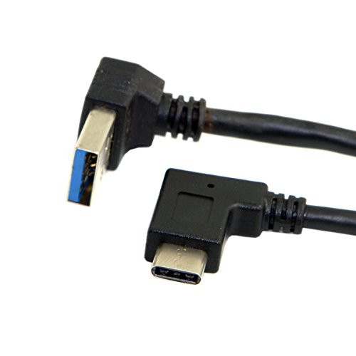 CY Reversible USB 3.1 Type C USB-C Angled to Up Angled 90 Degree A Male Data Cable for MacBook & Tablet & Mobile Phone 30cm