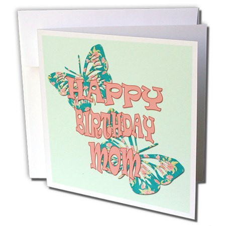 3dRose Happy Birthday Mom. Butterflies. - Greeting Card, 6" x 6", Single (gc_253807_5)