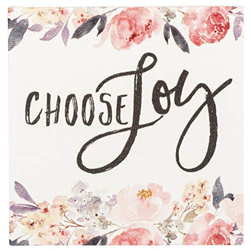 Choose Joy Floral 3 x 3 Inch Solid Pine Wood Rustic Magnet
