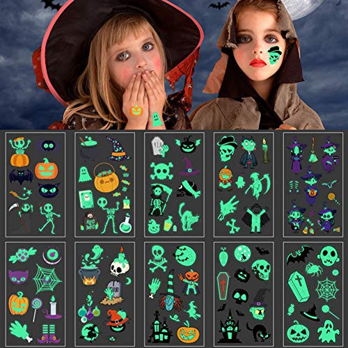 Halloween Temporary Luminous Tattoos Glow in The Dark, Kids Waterproof Tattoo Stickers for Halloween Party Supplies Halloween Temporary Luminous Tattoos Glow in The Dark, Kids Waterproof Tattoo Stickers for Halloween Party Supplies