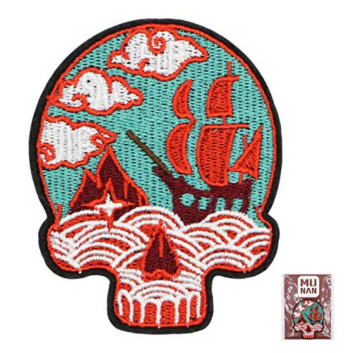 MUNAN sew on Patches Skull Art Pirates Patch Iron On Sewing Embroidered Patches Badge Applique for Clothes Jacket Jeans Cap