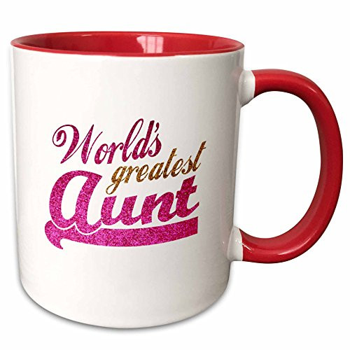 3dRose 151285_5 Worlds Greatest Aunt Mug, 11 oz, Red