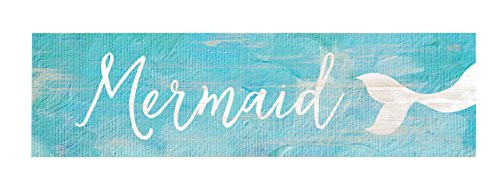 P. Graham Dunn Mermaid Tail Aqua Distressed 6 x 1.5 Mini Pine Wood Tabletop Sign Plaque