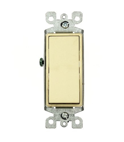 Leviton 5603-2I 15 Amp, 120/277 Volt, Decora Rocker 3-Way AC Quiet Switch, Residential Grade, Grounding, Ivory