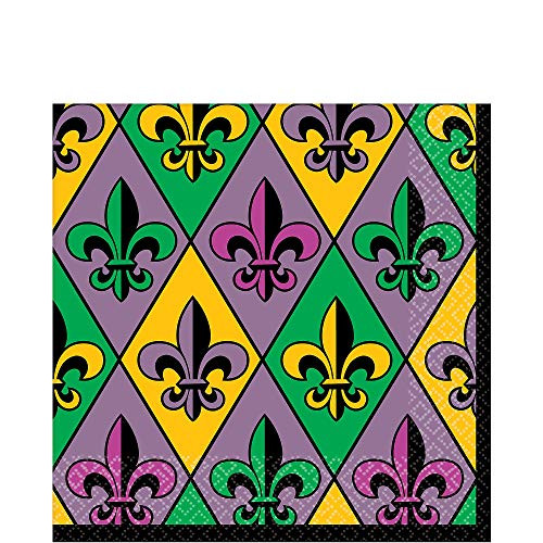 Amscan 711902 Fleur De Lis Luncheon Napkins, One Size, Multicolor
