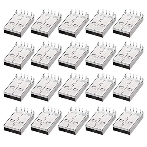 uxcell PCB USB Connector A Type 2.0 Male Jack 90 Degree Bend Foot 20Pcs