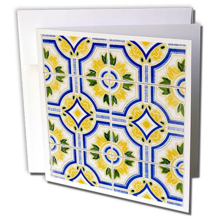3dRose Portugal. Aveiro. Blue and Yellow Tilework, Azulejo, Historic District - Greeting Card, 6" x 6", Single (gc_249444_5)