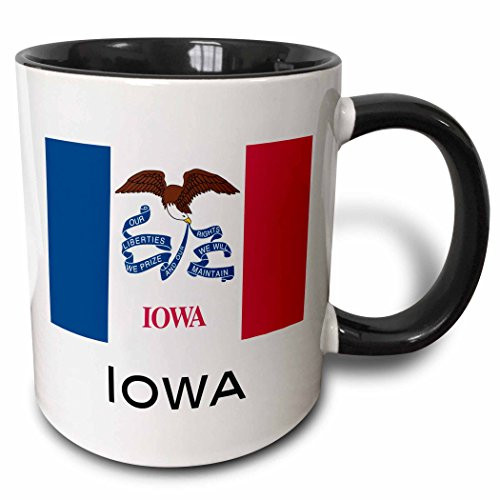 3dRose 107365_4 Iowa State Flag Two Tone Black Mug, 11 oz, White 3dRose 107365_4 Iowa State Flag Two Tone Black Mug, 11 oz, White