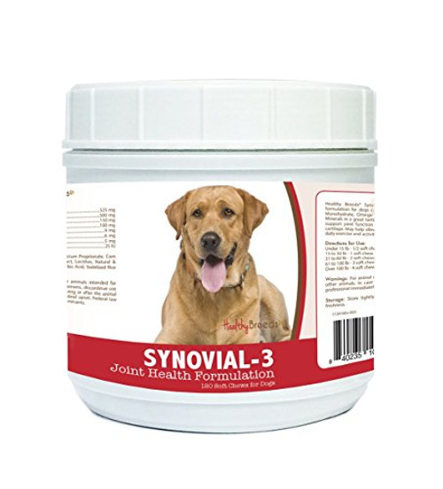 Healthy Breeds Synovial-3 Dog Hip & Joint Support Soft Chews For Labrador Retriever. Light Brown - Over 200 Breeds - Glucosamine Msm Omega & Vitamins Supplement - Cartilage Care - 120 Ct