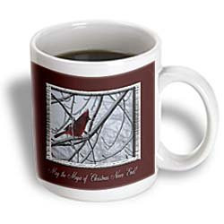 3dRose Winter Cardinal, May The Magic of Christmas Never End Ceramic Mug, 15-Ounce
