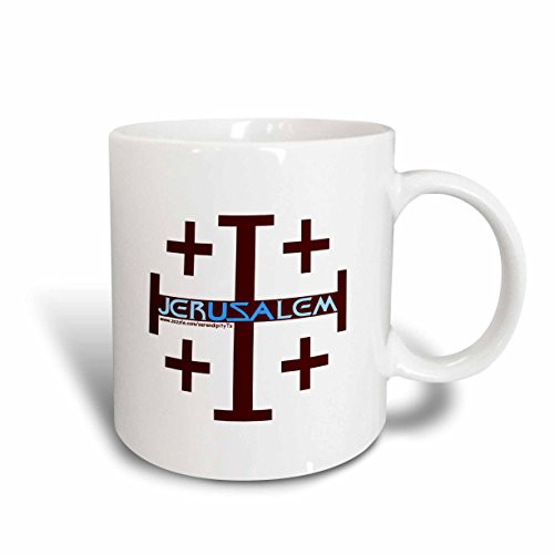 3dRose Jerusalem Cross Ceramic Mug, 15-Ounce