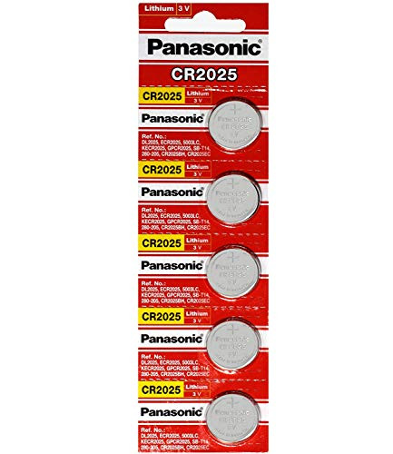 Panasonic 5 x CR2025 3 Volt Lithium Coin Cell Batteries (On a Card)