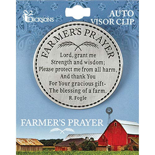 Dicksons Farmers Prayer Silver Tone 2.5 Inch Zinc Alloy Metal Auto Visor Clip