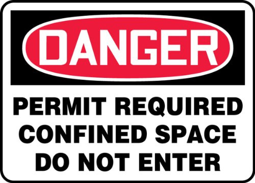 Accuform MCSP007VP Plastic Safety Sign, Legend"Danger Permit Required CONFINED Space DO NOT Enter", 7" Length x 10" Width x 0.055" Thickness, Red/Black on White