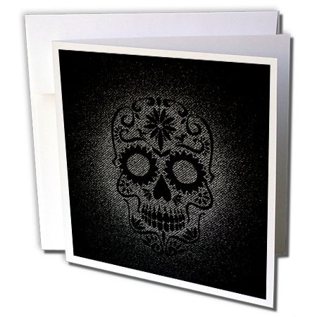 3dRose Black Trendy Skull of Horror - Greeting Card, 6" x 6", Single (gc_236813_5)
