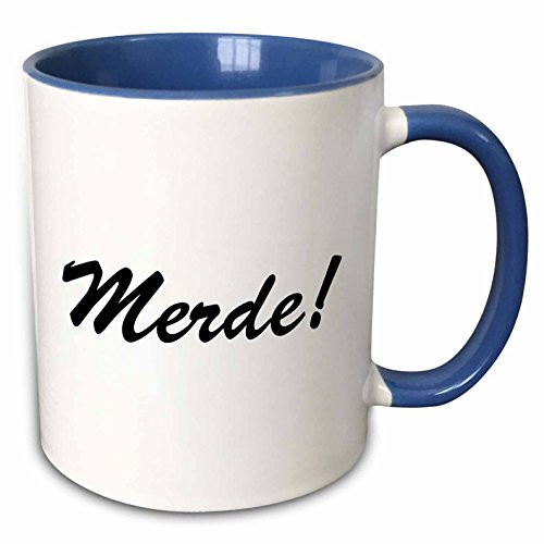 3dRose 107350_6 Merde Two Tone Mug, 11 oz, Blue/White