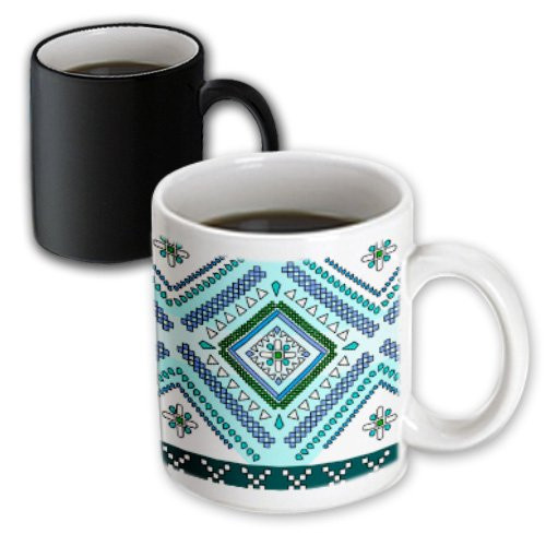 3dRose 165800_3 Aztec Andes Tribal Diamond Pattern Blue And White Magic Transforming Mug 11 oz Multicolor 3dRose 165800_3 Aztec Andes Tribal Diamond Pattern Blue And White Magic Transforming Mug 11 oz Multicolor