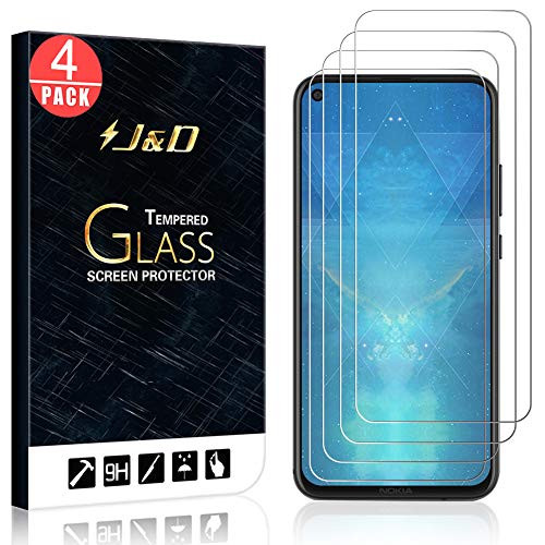 J&D Compatible for 4-Pack Nokia 6.2 Glass Screen Protector, [Tempered Glass] [Not Full Coverage] HD Clear Ballistic Glass Screen Protector for Nokia 6.2 Screen Protector - [Not for Nokia 5.2]