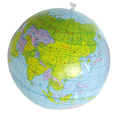 Rhode Island Novelty Educational Inflatable 15.6" Round Earth World Globe Beach Ball