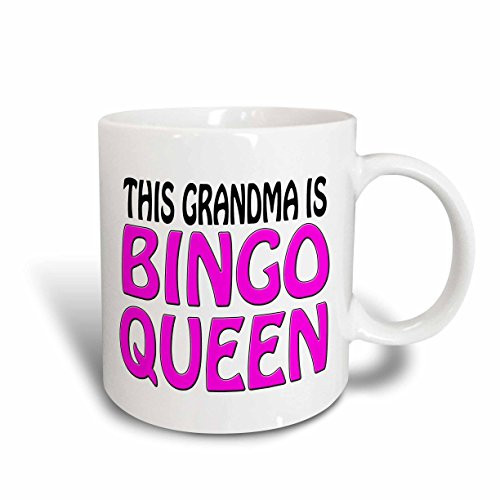 3dRose mug_149770_1 This Grandma is Bingo Queen Hot Pink Ceramic Mug, 11-Ounce