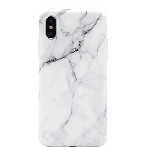 iPhone Xs Max Case, MC Fashion Cute Marble Pattern Slim-Fit Case, [Full Cover] Soft Lightweight TPU Case Skin for Apple iPhone Xs Max (6.5-Inch) (White+Black Marble)