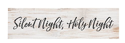 P. Graham Dunn Silent Night Holy Night Christmas Whitewash 6 x 1.5 Mini Pine Wood Tabletop Sign Plaque