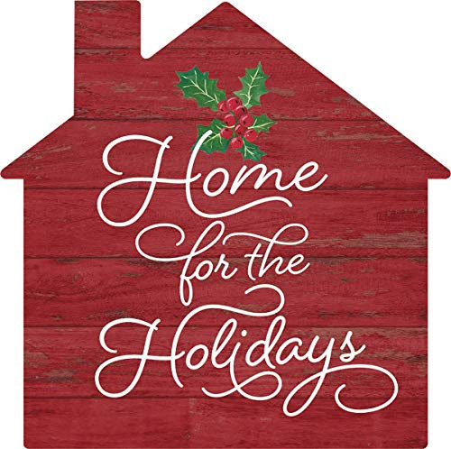 P. Graham Dunn Home for The Holidays Rosy Red 3.3 x 3.2 Pine Wood Christmas Small Shape Sign