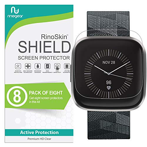 (8-Pack) RinoGear Screen Protector for Fitbit Versa 2 Case Friendly Fitbit Versa 2 Screen Protector Accessory Clear Film
