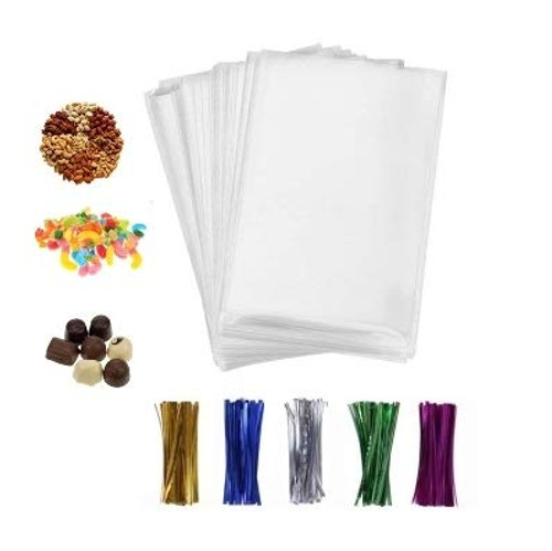 200 Pcs 4x6 Clear flat Cello/Cellophane Treat Bags for Gift Wrapping, Bakery, Cookie, Candies, Dessert, Party Favors Packaging, with color Twist Ties! 200 Pcs 4x6 Clear flat Cello/Cellophane Treat Bags for Gift Wrapping, Bakery, Cookie, Candies, Dessert, Party Favors Packaging, with color Twist Ties!