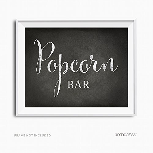 Andaz Press Wedding Party Signs, Vintage Chalkboard Print, 8.5x11 inch, Popcorn Bar Reception Dessert Table Sign, 1 Pack, Food Popcorn