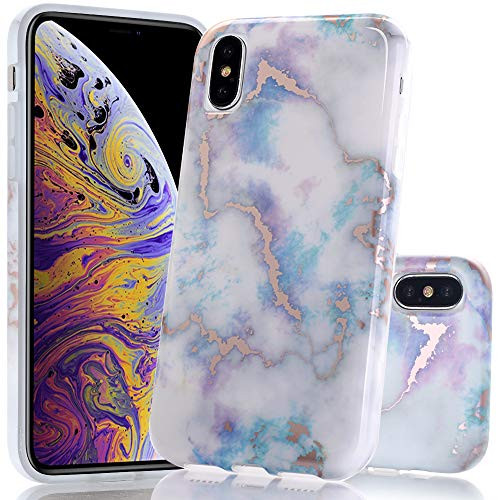 BAISRKE iPhone Xs Max Case, Shiny Rose Gold Marble Design Bumper TPU Soft Rubber Silicone Cover Phone Case for Apple iPhone Xs Max 2018 6.5 inch - Colorful BAISRKE iPhone Xs Max Case, Shiny Rose Gold Marble Design Bumper TPU Soft Rubber Silicone Cover Phone Case for Apple iPhone Xs Max 2018 6.5 inch - Colorful