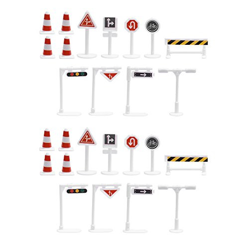 BCP 26 Pieces 13 Style Street Signs Playset Traffic Signs Playset for Children Play