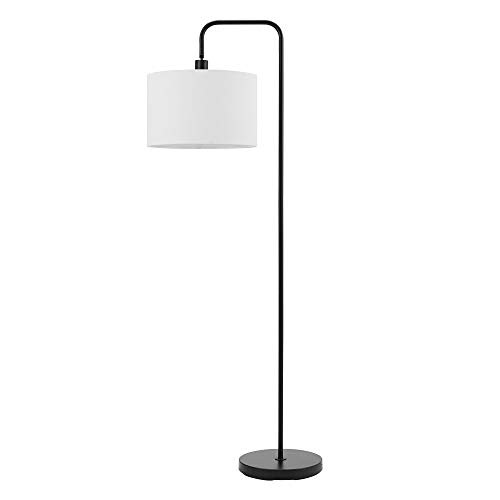 Globe Electric Barden 58" Floor Lamp, Matte Black, White Linen Shade, On/Off Socket Rotary Switch 67065