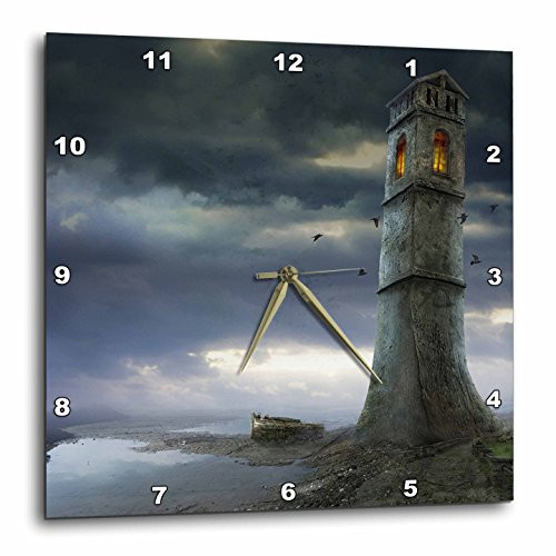 3dRose dpp_24243_1 Lighthouse Old Lighthouse Somewhere in The World Wall Clock, 10 by 10-Inch